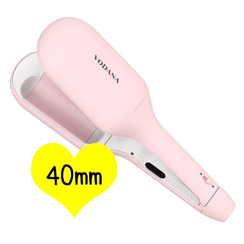 【NEW VER. ピンクカラー】グロー 波 ヘアウェーブアイロン 40mm パウダー ピンク(ウェーブ) / 軽くUpgrade ！ トリプルデザイン 簡単速い S字熱板