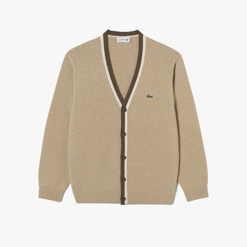 [江南店で購入時ソックス贈呈](男性)ベーシックVネック紡毛カーディガン(AH660E-55N DPC)ライトブラウン