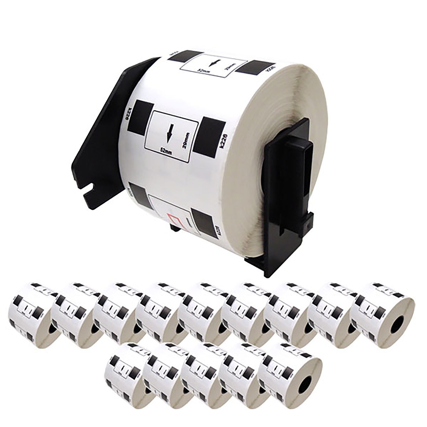 ブラザー用 ピータッチ DKプレカットラベル (感熱紙) DK-1226 互換品 ラベル 蛍光増白剤不使用 白 52mm×29mm 15個+ホルダー1個セット筆記具
