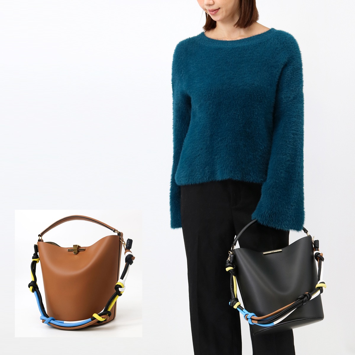 AMBU 710 ショルダーバッグ AMLETO BUCKET アムレット バケット ポーチ付き レディース レザー ハンドバッグ 肩掛けOK レディース 鞄 ザ