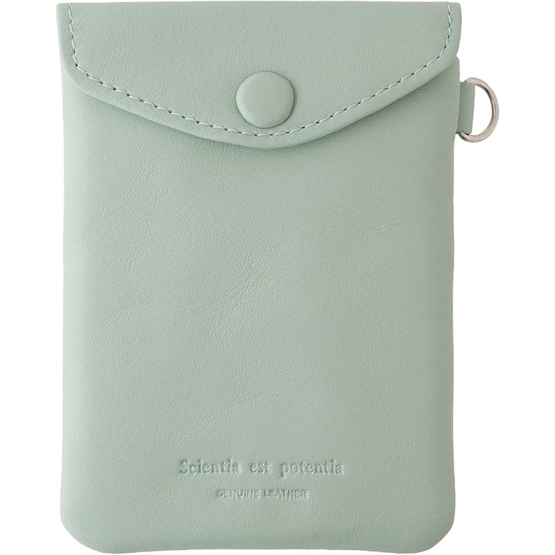 [スリップオン] エンベロープカードホルダー キーコインパスポーチ コインポケット パスケース キーチェーン付き ノワール 本革 ギフト NSL-3402 セージグリーン