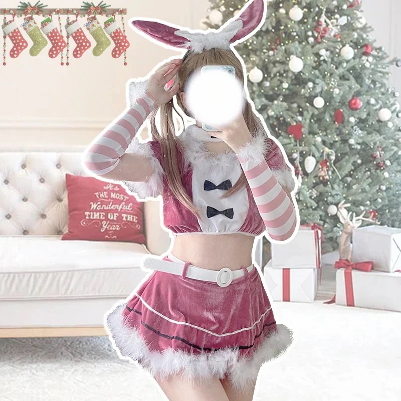 2024DK 新最安値に挑戦！クリスマス制服コスプレセクシーかわいいバニーガールロールプレイコスバニー衣装パフォーマンス服クリスマス衣装女性今日は30パーセント