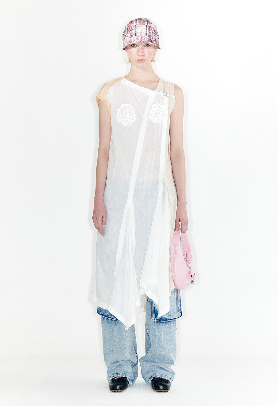 【OPEN Yy】 ASYMMETRICAL RAW-CUT DRESS : WHITE