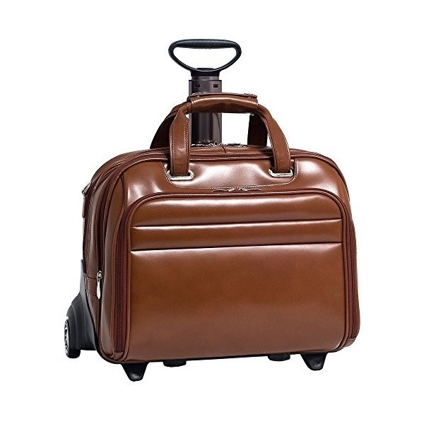 McKleinUSA Midway 86604 Brown Leather Fly-Through Checkpoint-Friendly 17 Detachable Wheeled Laptop C