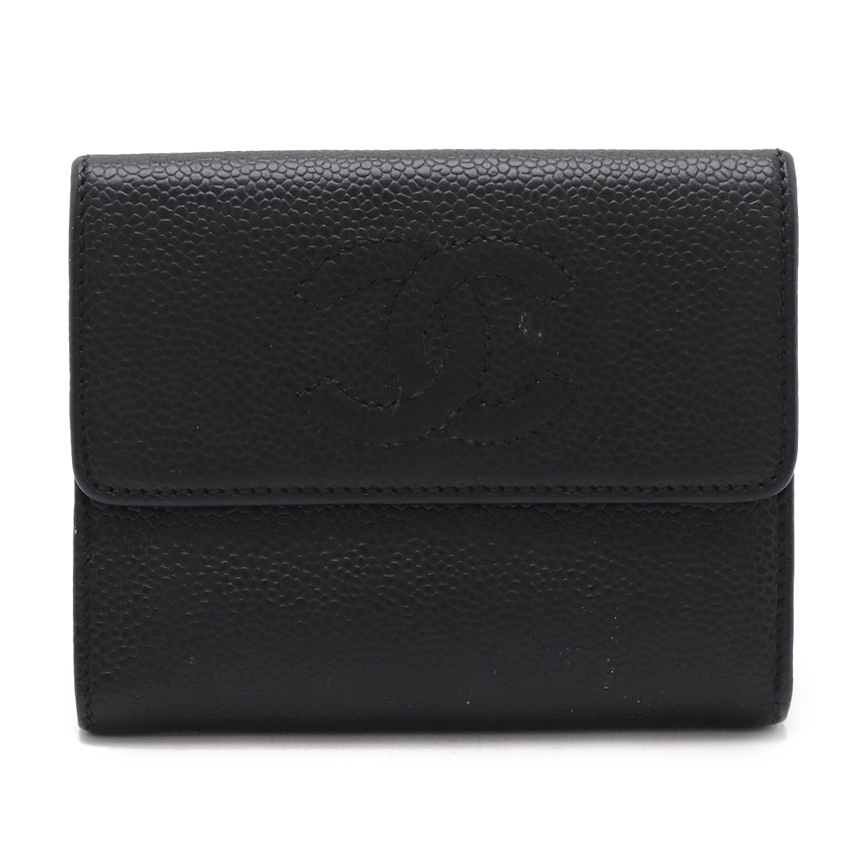 ココマーク 3つ折財布 三つ折り財布 キャビアスキン レザー ブラック 黒 ゴールド金 19,738円