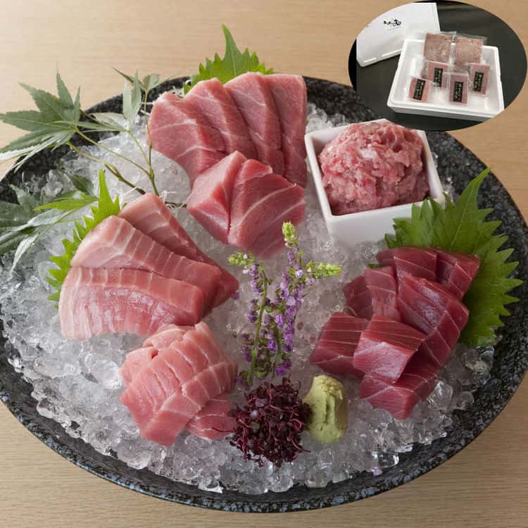 神奈川 「三浦三崎」天然本まぐろの詰合せ 大トロ柵100g1 中トロ柵100g1 赤身柵100g2 すきみ100g2 離島は配送不可 2460022 お歳暮 お中元 お土産 ご進物 ギフト 贈り物に最