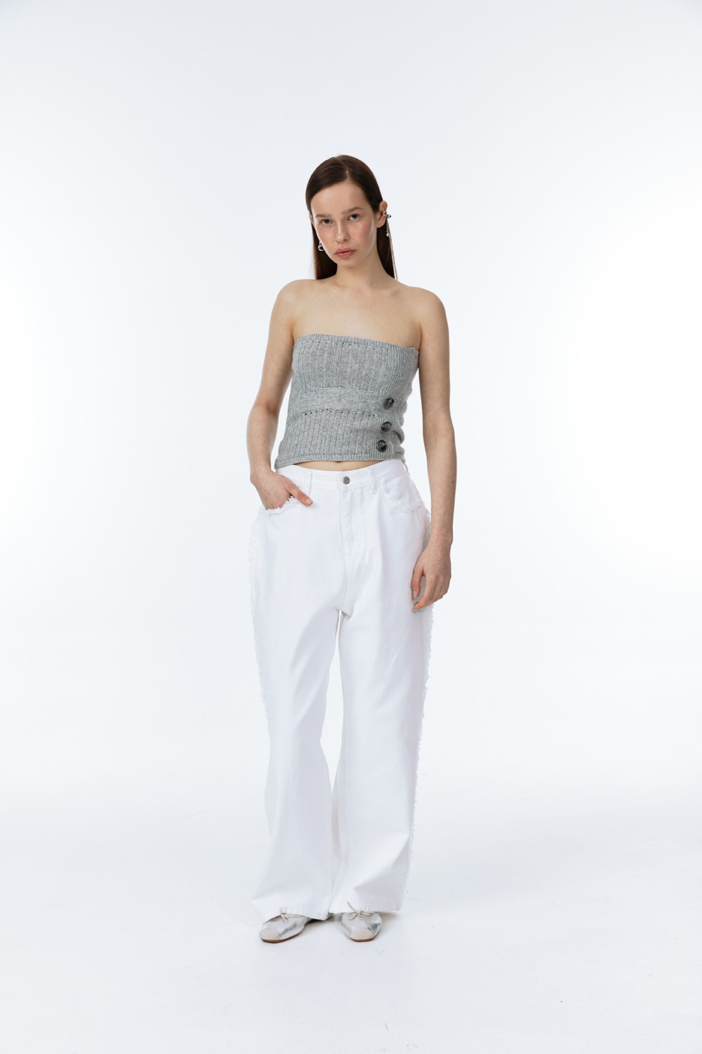 【SOFT SEOUL】 DAMAGE WASHING DENIM PANTS : WHITE