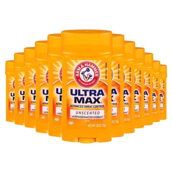 Arm & Hammer Deodorant UltraMax Invisible Solid Unscented, 2.6 oz - 12 Pack