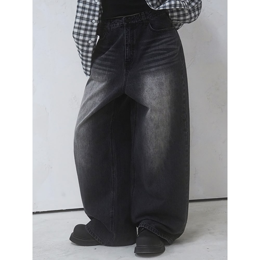 AVANDRESS ベーシックブラシデイリーワイドパンツウォッシングブラック