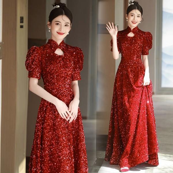 ロングドレス 演奏会 袖付き ドレス 大人 ピアノ 発表会 演奏会用ドレス ハイネック パーティードレス