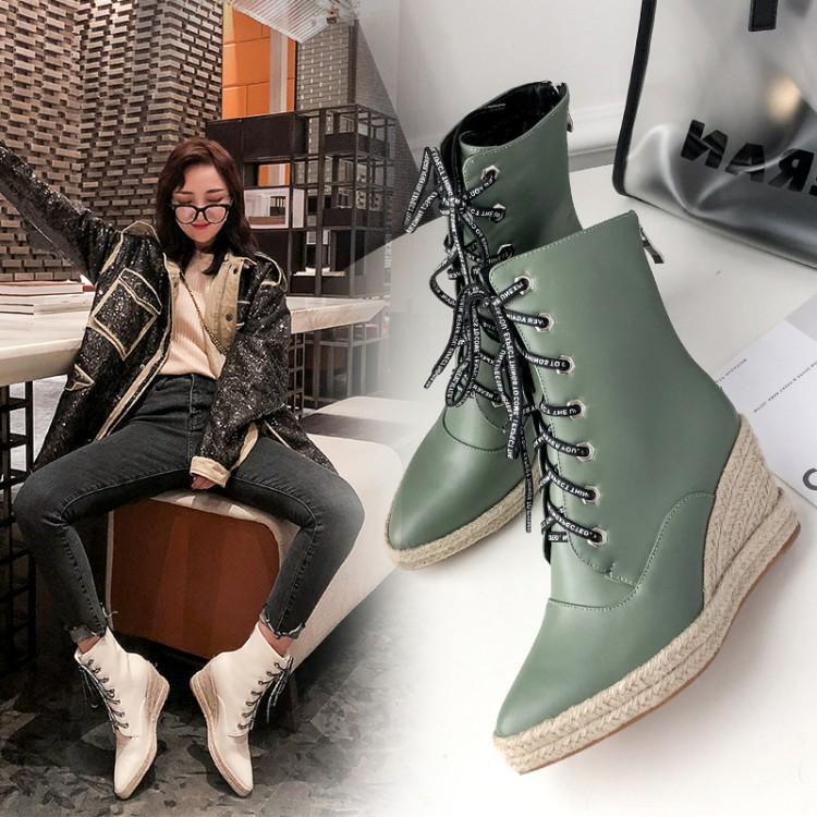 厚底ミドルブーツ マーティンブーツ ハイトップ カジュアルブーツ ウェッジソール 厚底シューズ ３カラー a2514