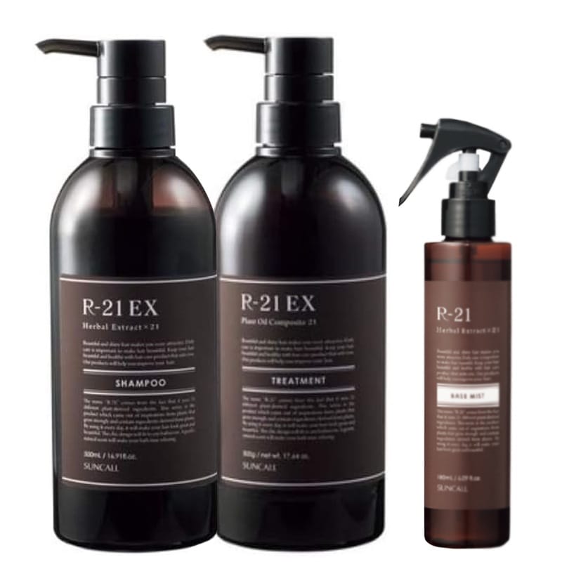 サンコール R-21 EX エクストラ シャンプー 500mL + EX トリートメント 500g + ベースミスト 180ml ボトル セット エイジング毛 ハリコシ ヘマチン ボリュームアップ 保