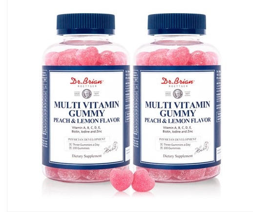 [1+1] マルチビタミン100 欧米 2通(2ヶ月分)ゼリー ピーチ レモン味 ミネラル 総合 オールインワン栄養剤