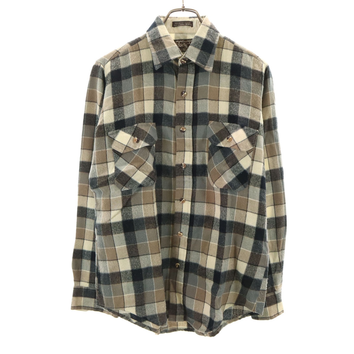 COUNTRY Squire byBlock 80s ヴィンテージ チェック 長袖 シャツ グレー系 メンズ 古着 4,437円