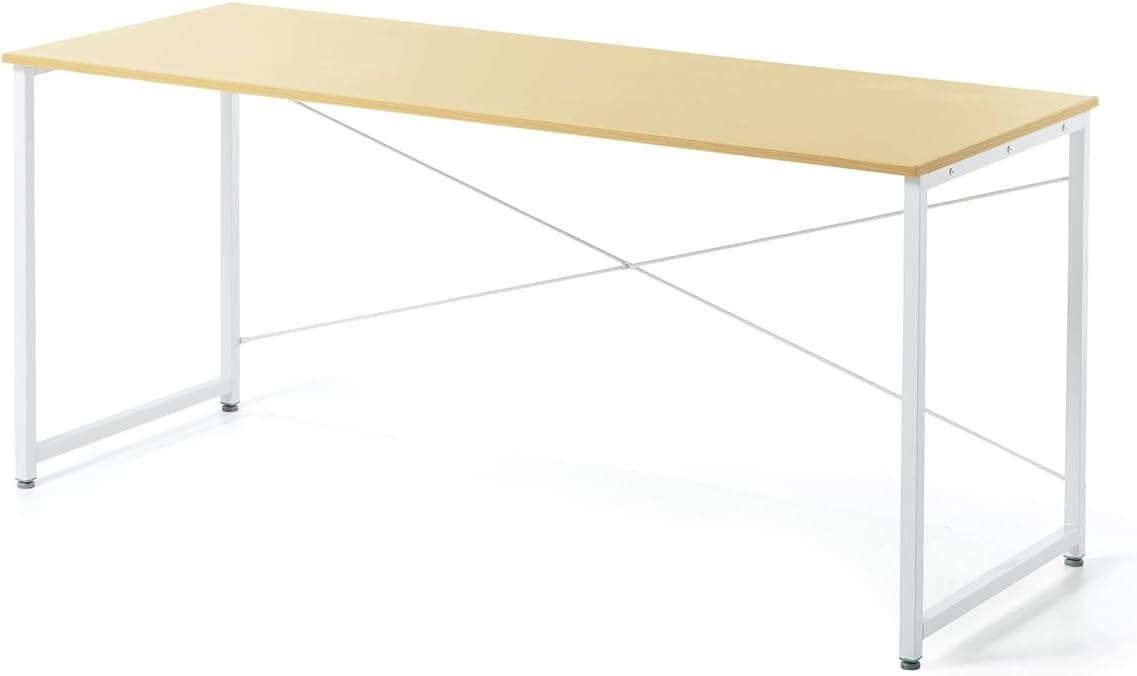 サンワダイレクト シンプルワークデスク 幅160cm×奥行60cm モニターアーム対応 組立簡単 パソコンデスク ライトブラウン 100-DESKF006LBR