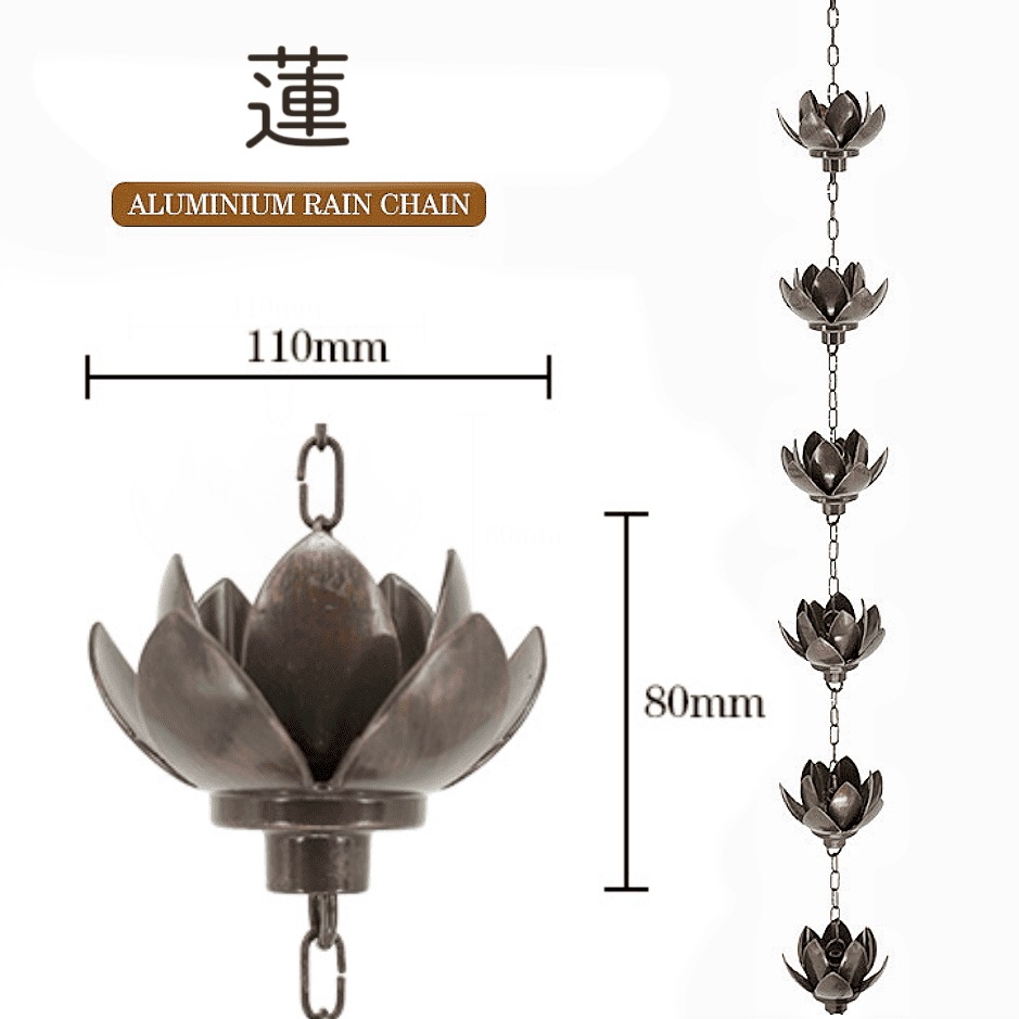 雨どい 鎖樋 雨樋 蓮 花 レインチェーン 雨だれ あまどい 側溝用雨鎖 風鈴 庭 装飾用 水をそらす 側溝縦樋 モバイル 綺麗滝と静かな流れ バルコ 8,369円