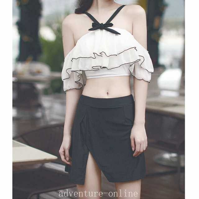 【2025新作入荷】フレア ビキニ ホルターネック オフショルダー スリット スカート 1347