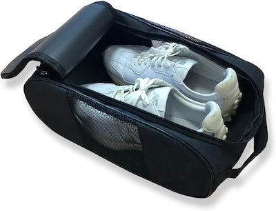 他サイト： シューズバッグ メッシュ 蒸れない 通気性ゴルフシューズバッグ ゴルフシューズケース シューズ袋 靴入れ袋 シューズ入れ 上履き入れ 出張(ブラック, 340x230x120mm)の商品画像