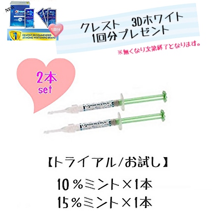 プロ仕様/ホワイトニング/15％10％ミント2本セット