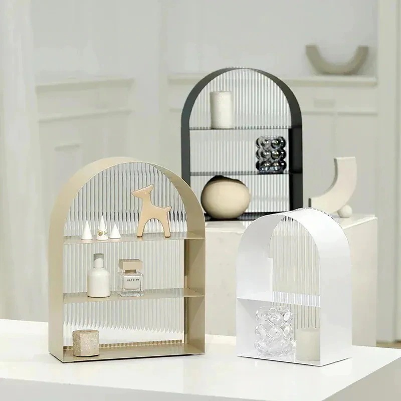 韓国アーチ型 インテリア雑貨！ 収納ラック アイアンアクリルディスプレイラック
