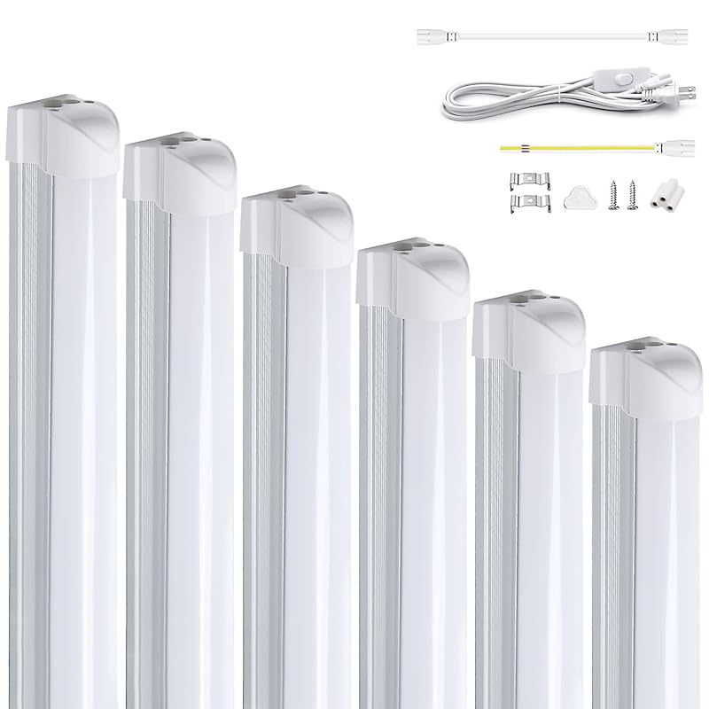 器具一体式led蛍光灯 20Ｗ形 直管 9.5Ｗ省エネ T8直感型 昼光色 高輝度1350LM 60cm ベースライト 高演色80+ 連結コードスリム 照明器具 天井 ガレージ 倉庫 キッチン 看板