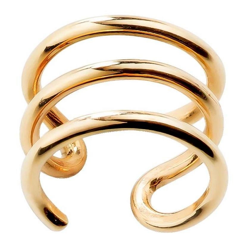 14金 スリーバンドイヤーカフ 1個 片耳 3連風 本物 K14 男性 女性 プレゼント イヤリング