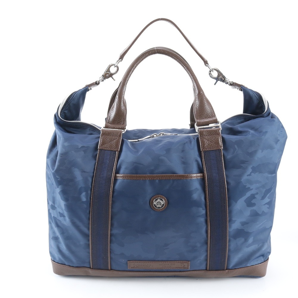美品 レザー×ナイロン 2WAY ボストン バッグ 出張 旅行 トート キャリー A4 メンズ WWM EE25-8 中古