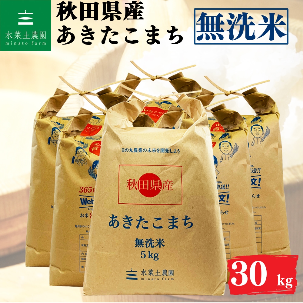 あきたこまち 無洗米 30kg 秋田県産 令和7年産　選べるお試し袋付き