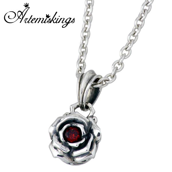 アルテミスキングス ARTEMIS KINGS クリムゾン ローズ チャーム シルバー ペンダントトップ アクセサリー ガーネット メンズ レディース バラ シルバー 925 AKP0098