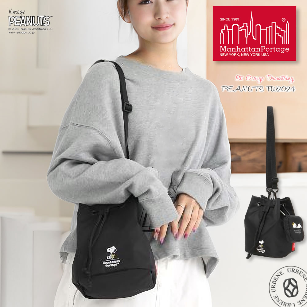 巾着 ショルダーバッグ ビンテージ ピーナッツ スヌーピー コラボ コレクション セント ジョージ ドローストリングmp2424peanutsfw24 斜め掛け 巾着袋 財布 鞄 かばん メンズ