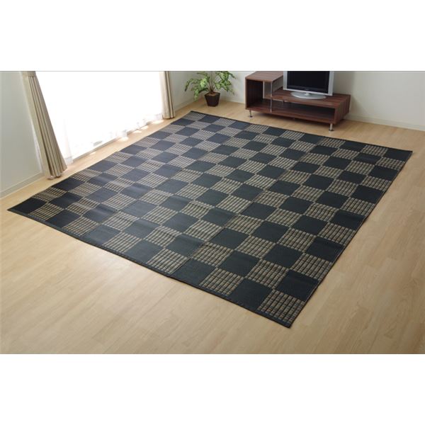 洗える PPカーペット/ラグマット (ブラック 本間6畳 約286.5cm×382cm) 日本製 ポリプロピレン (リビング)