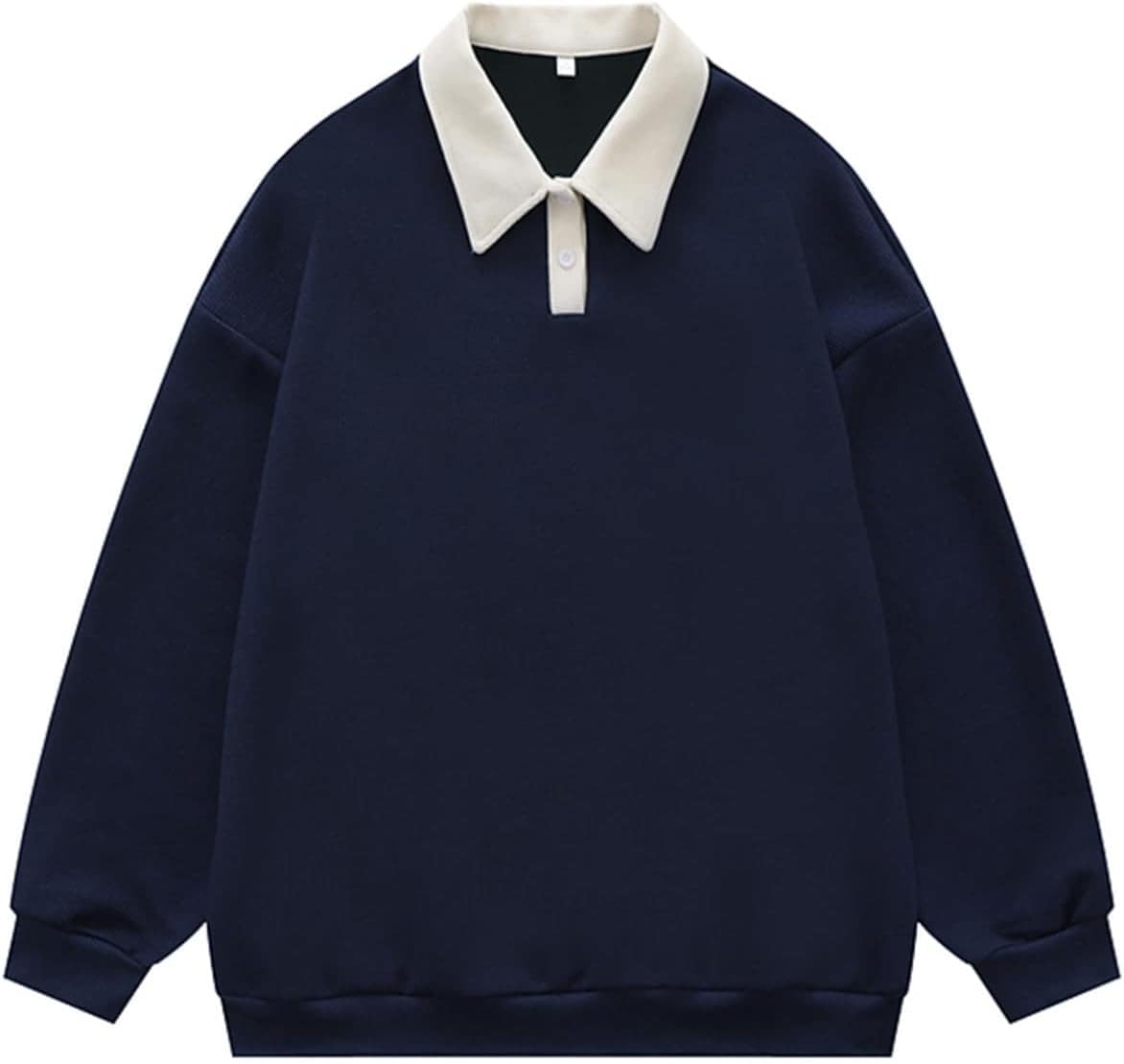 フルオーバー 無地 長袖 ボタン トレーナー メンズ パーカー スウェット ラペル 裏起毛 ポロシャツ 折り襟 Tシャツ 秋 春 カジュアル きれいめ 通勤 ユニセックス ランニング トレーニング ネ