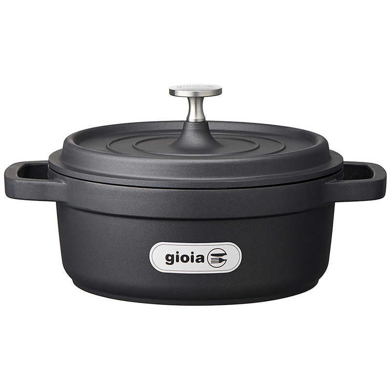 万年　ジョイア ラウンドキャセロール20cm(ブラック) ガスコンロIH(オール熱源対応) ブラック [20 /IH対応]　XC-20BK