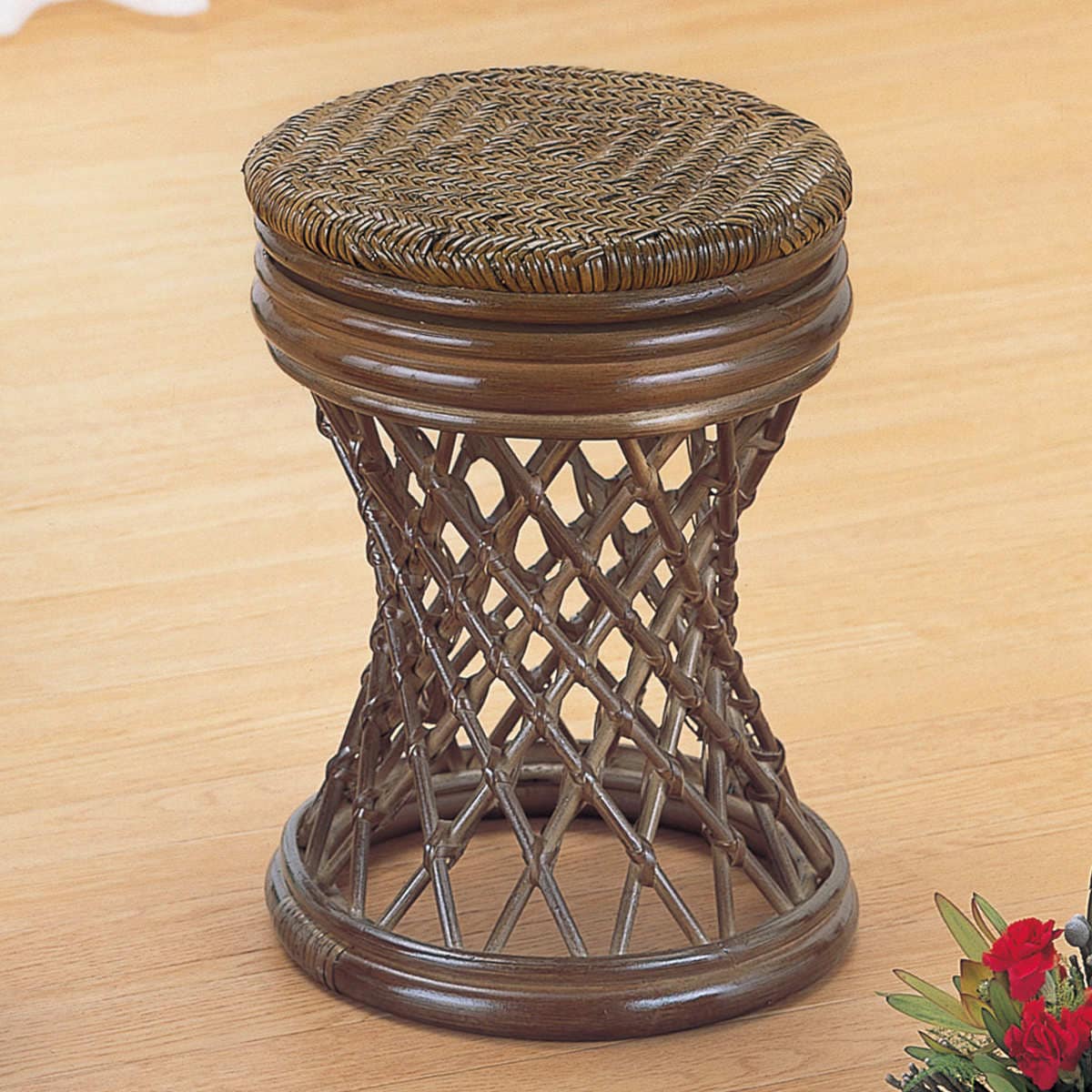 ラタンスツール 回転座椅子 籐家具 高さ43cm 椅子 籐スツール 腰掛け ラタン製 チェア 回転スツール スツール 回転 籐製 丸椅子 和モダン アジアン 軽量 ハイ シンプル