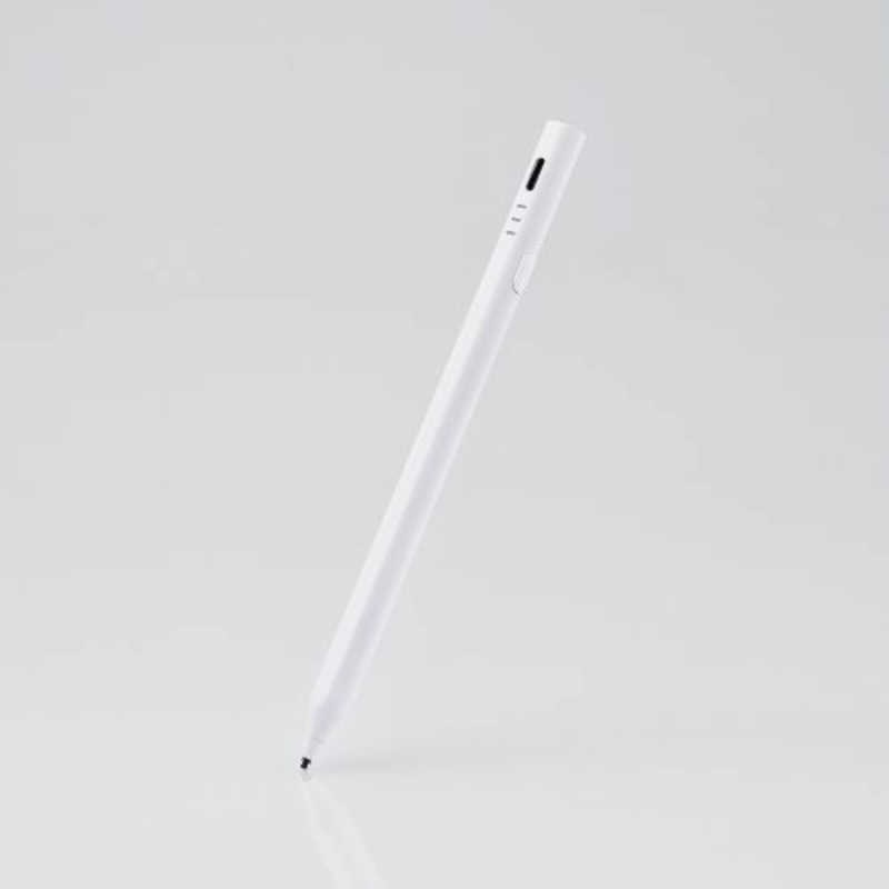 エレコム　ELECOM　タッチペン スタイラスペン 2モード搭載 充電式 磁気吸着 ペン先1.5mm 極細 D型 ペン先交換可 ホワイト　PTPACSTHY01XWH