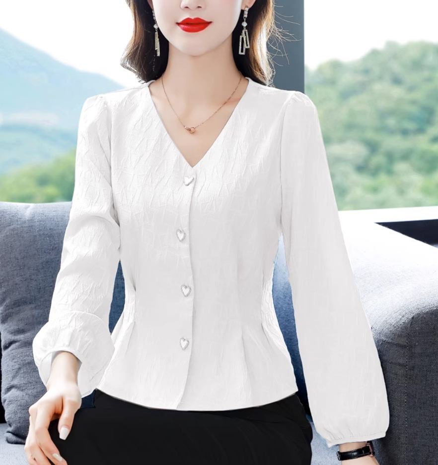 トップス デート モテアイテム ブラウス カットソー パフスリーブ ハート コットン 大人可愛い きれいめ 上品 おしゃれ かっこいい 大人可愛い ラブリー キュート ガーリー クール モード系