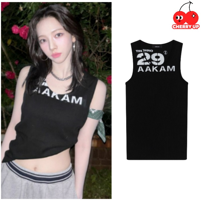 【カリナ着用】29 プリント スリーブレス / ブラックカリーナ 袖なし カリナ 上着 エスパ / アームレス アーム 服 韓国 アーム カリナ アーム