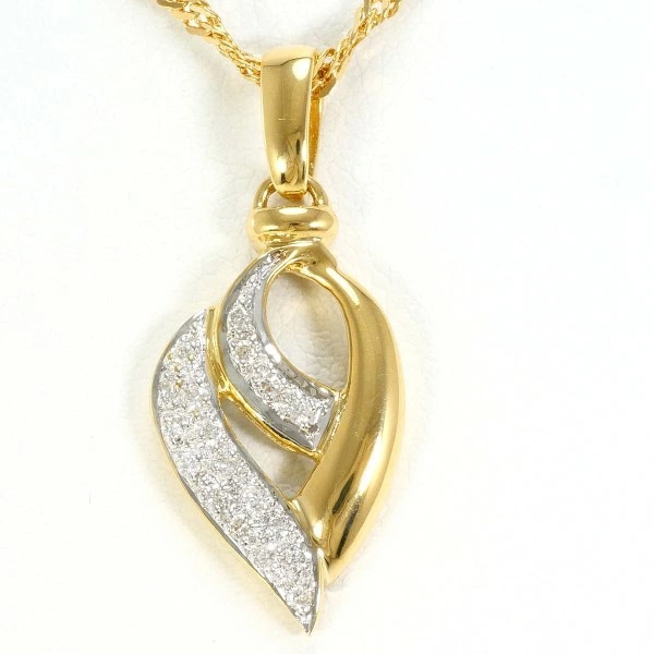 K18 18金 YGWG ネックレス ダイヤ 0.14 カード鑑別書 ジュエリー 中古