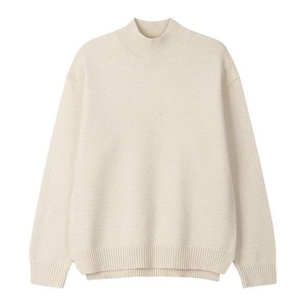 メンズルーズフィットモーダルソリッドハイネック長袖ニット AS-KN-Q021-クリーム