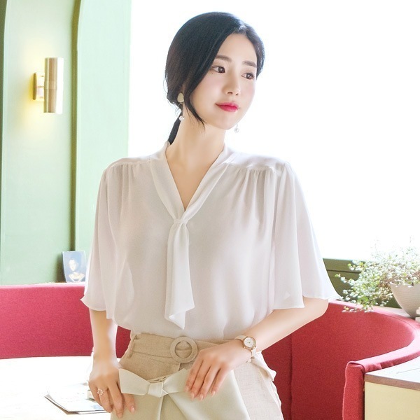 bs4441 翼袖デザインのシフォンブラウス