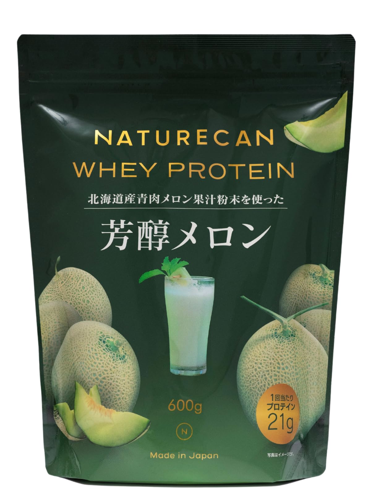 Naturecan ホエイプロテイン (プロテイン 21g)ダイエット/低糖質/低脂質 (600g 20食分/芳醇メロン味, 芳醇メロン味)