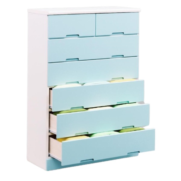 日本製 鏡面 エナメル塗装 ハイチェスト 引き出しスライドレール 80cm幅 ブルー 完成品 チェスト タンス 衣類収納 引出し収納