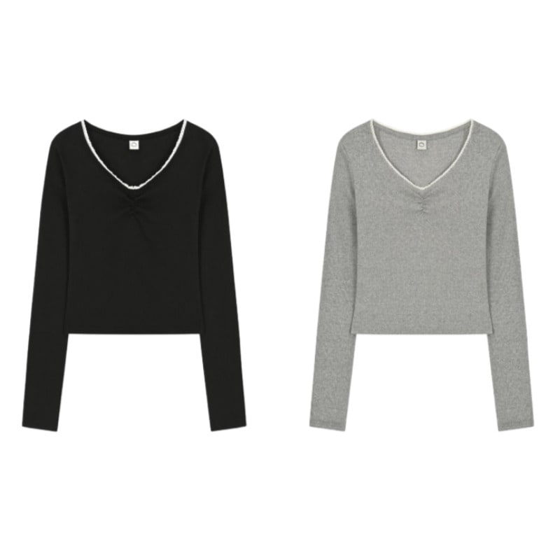 Neck Lace T-Shirt レース Tシャツ (2カラー)