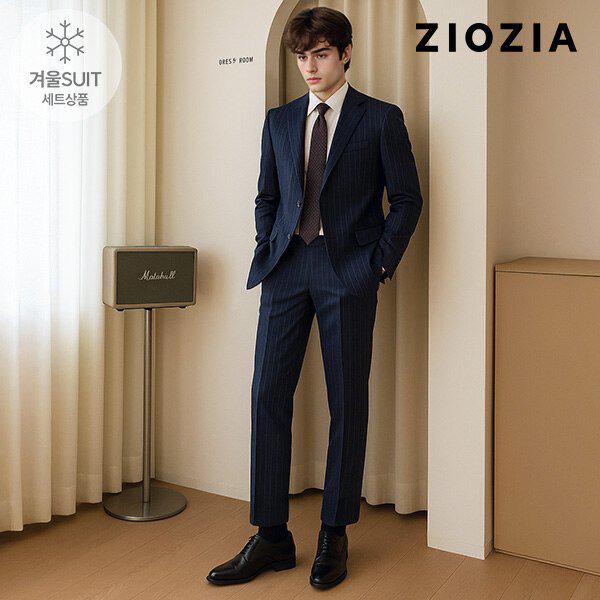 [] ウール100 ネイビー ストライプ スーツセット (AAD4SB1503_AAD4SP1503_DNV)