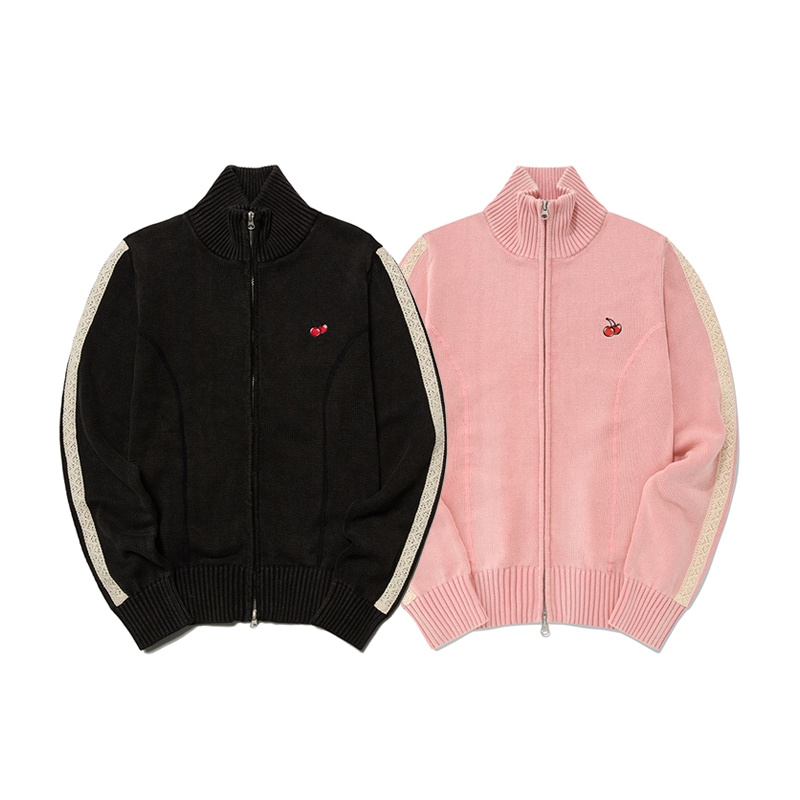 [IVE ウォニョン 着用] SMALL CHERRY KNIT ZIP-UP 韓国 アイドル レディース セーター トップス 秋 冬