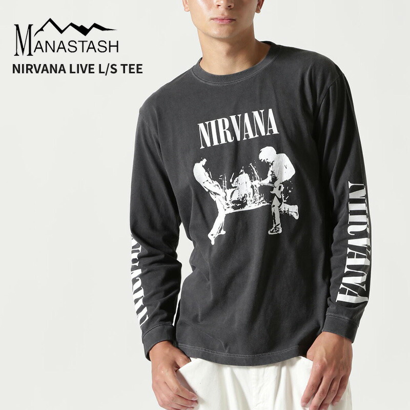 マナスタッシュ メンズ 長袖 バンドTシャツ ロックTシャツ MANASTASH ニルヴァーナ コラボ NIRVANA LIVE L/S TEE 792-5930004