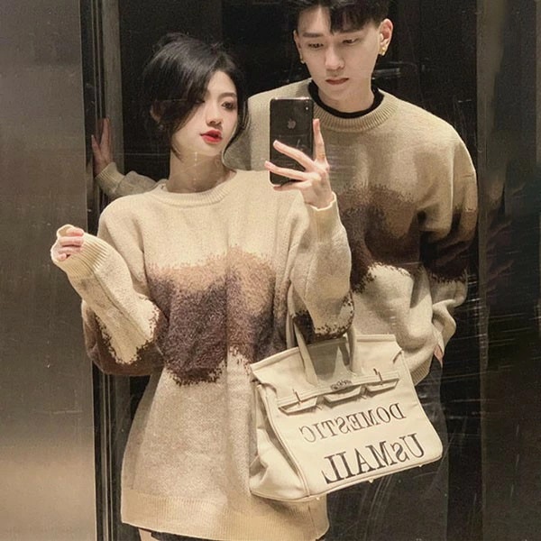 セーター ペアルック メンズ レディース お祝い プレゼント クリスマス ニット ベージュ 秋冬 カップル 恋人 親友 友達 姉妹 韓国 おしゃれ 可愛い 暖かい トップス 旅行 M L XL Mer