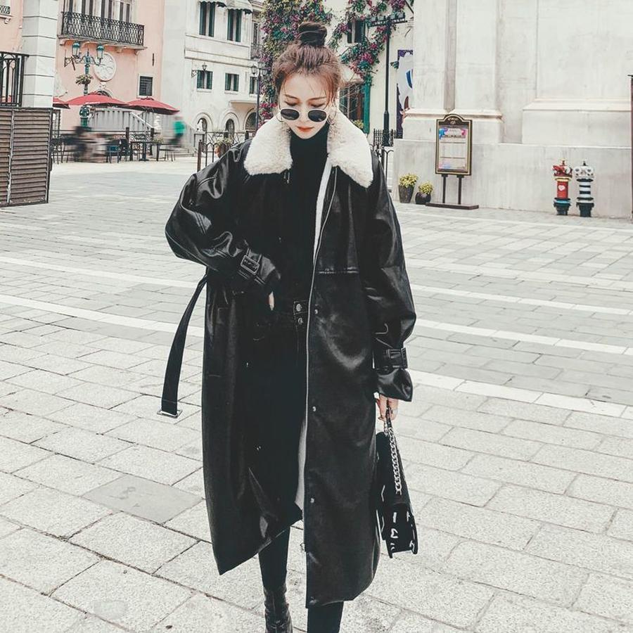 PU レザー レディース 冬 厚手 ロングタイプ デザイン感 ファッション ダウンジャケット 綿服 ジャケット あたたまること 困送我 気質