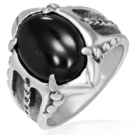 ドラゴンアイジュエルリング（RBR140）指輪 25号 天然石ブラックアゲート 龍の目 竜 かっこいい エスニック サージカルステンレス316L 男性 女性 プレゼント r0445xxxxxxxx