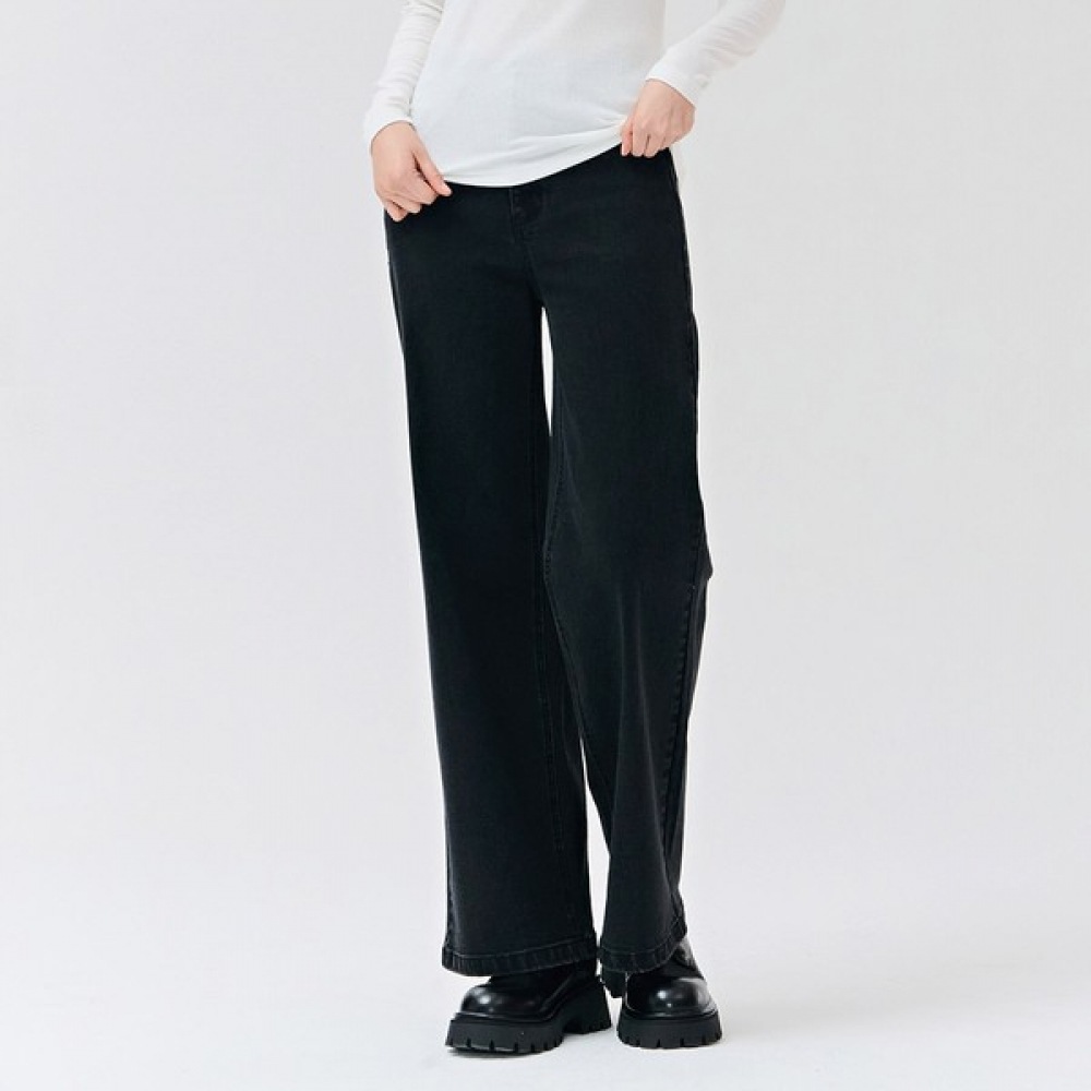 (チェースカルト) 女性用ブラックウォッシュワイドデニムパンツ-DERG2364B03